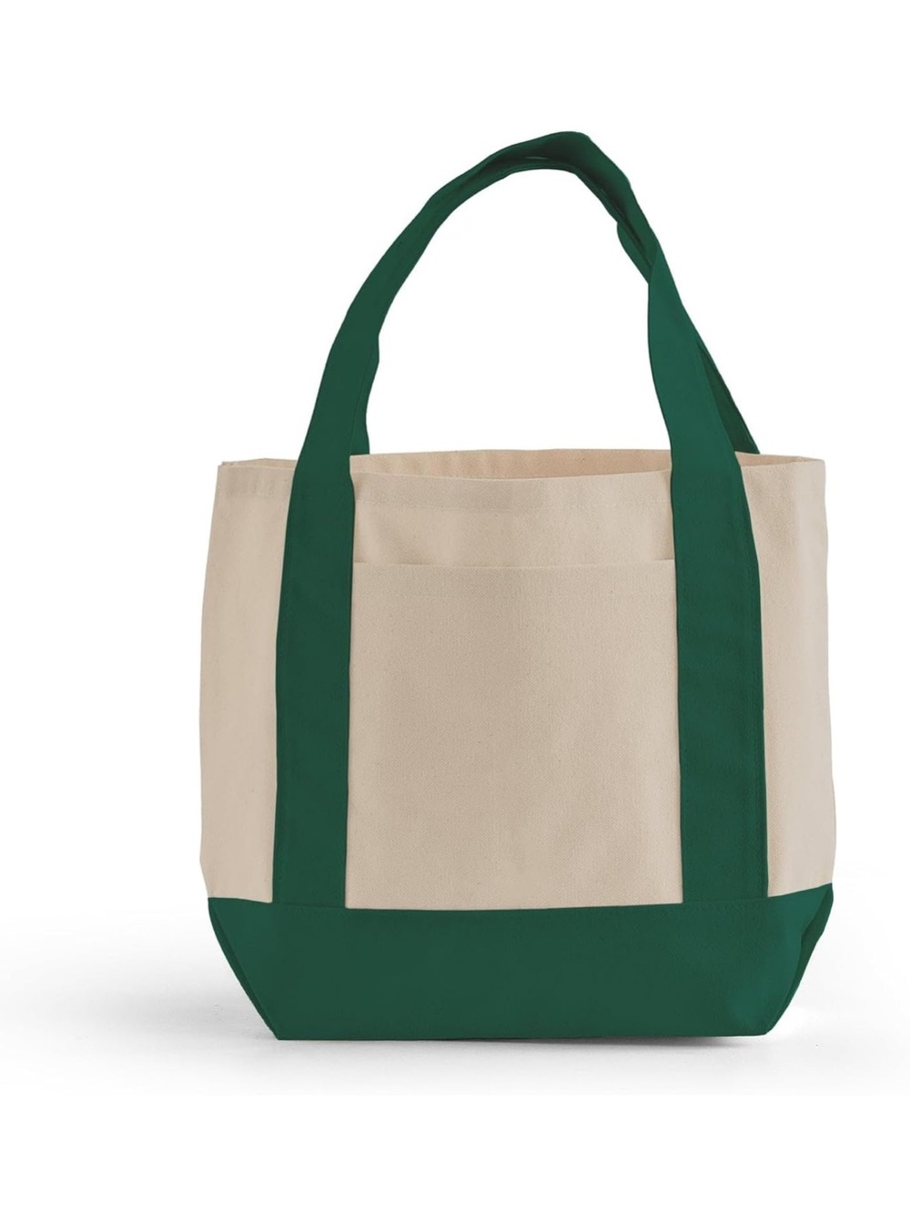 Canvas Tote Bag with Forest Green Trim